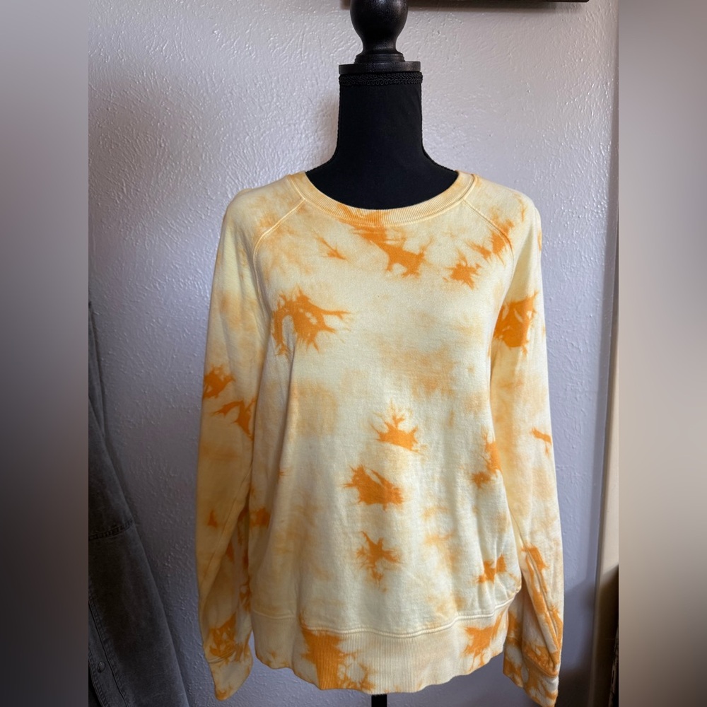 Athleta Orange and Yellow Tie-Dye Sweatshirt